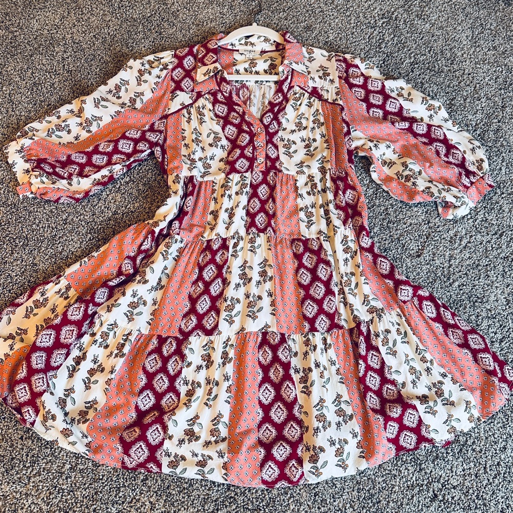 EUC Sz S Umgee flowy mini patchwork dress